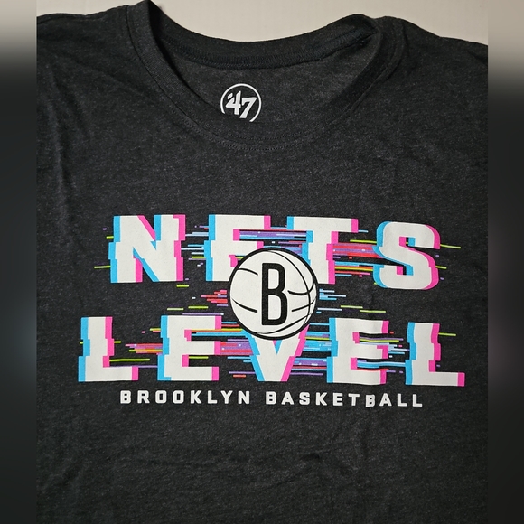 '47 Nets Level Brooklyn Nets Club T-Shirt NBA Basketball Men's XL NWT Black New - Picture 3 of 5